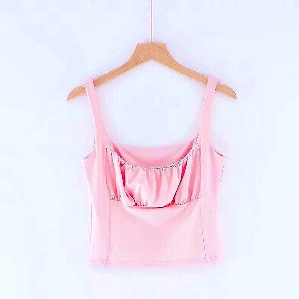 Pink square neck tank top - Picture 2 of 4